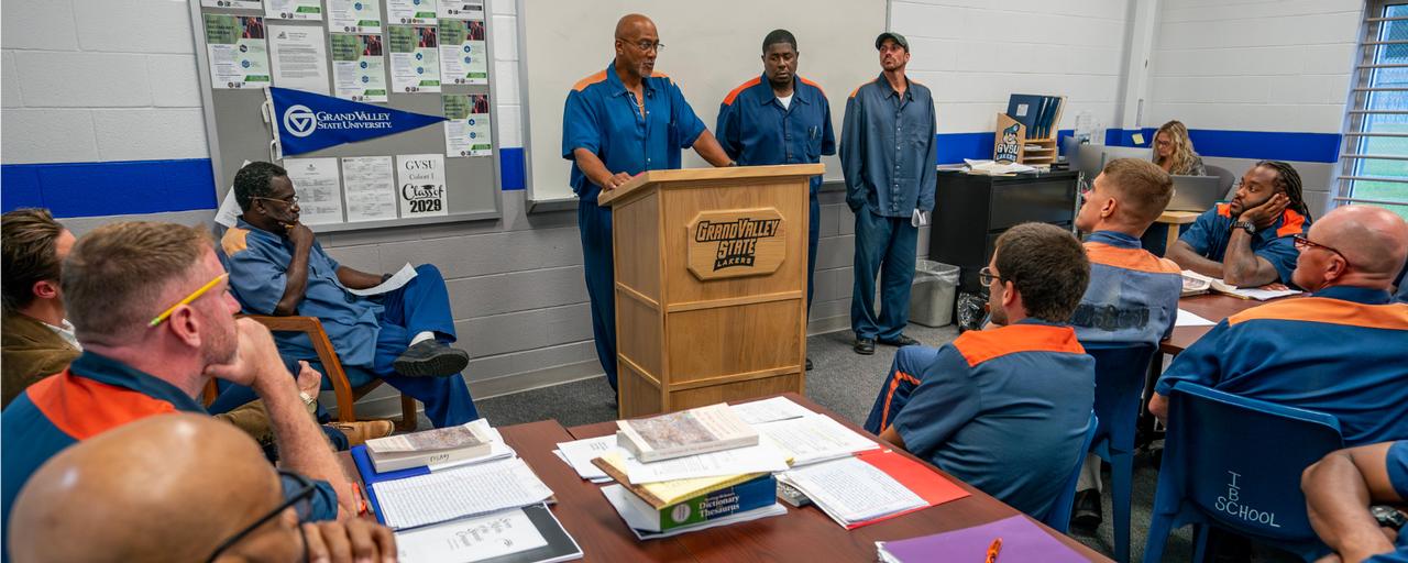 Students giving a presentation in class